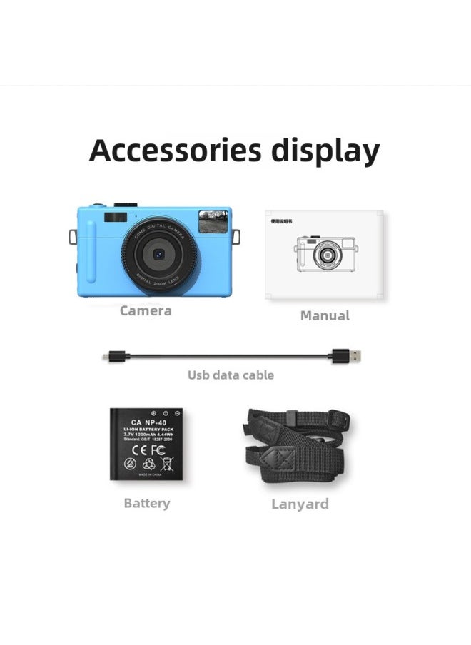 48 Million Pixel E-Commerce Chinese Version High Definition Ordinary Digital Camera Home Selfie Card Machine R100-Body Color:Standard Blue