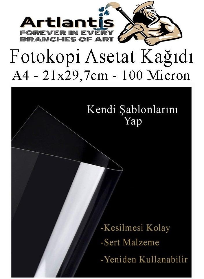 Acetate Paper PVC A4 100 Pieces 100 Micron Photocopy Transparency Transparent A4 Paper 21X29,7 Projector Overhead