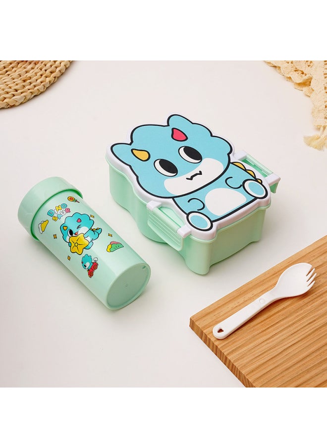 Student Lunch Box Cartons With Cups Lunch Box Compartmentalized Lunch Box With Tableware Lunch Box Convenient Lunch Box-Specifications:Green Lunch Box + Cup