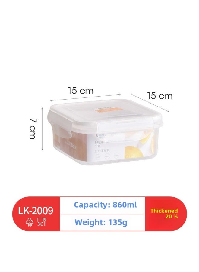 Longshida Refrigerator Storage Box Plastic Round Rectangular Fresh-keeping Box Transparent Food Storage Fresh-keeping Box-Specifications:LK-2 009 860ML Chinese Fresh-keeping Box