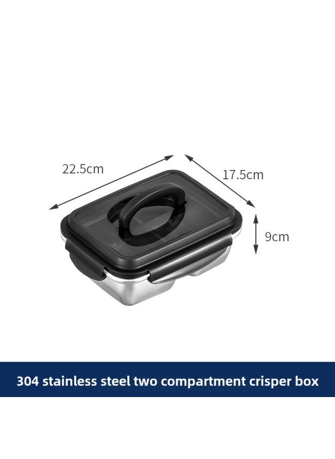 Daily Kitchen Preservation Box Refrigerator Fruit Food Grade Meal Box 304 Stainless Steel Preservation Box Vacuum Sealed Box-Specifications:Portable Lid, Two-compartment Crisper Box-1800ml