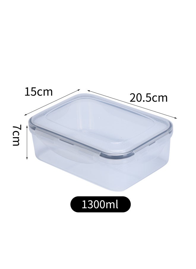 Square Sealed Preservation Box Set Transparent Plastic Refrigerator Storage Box 12 Piece Set Kitchen Fruit And Vegetable Snack Storage Box-Specifications:Rectangular 1300ml