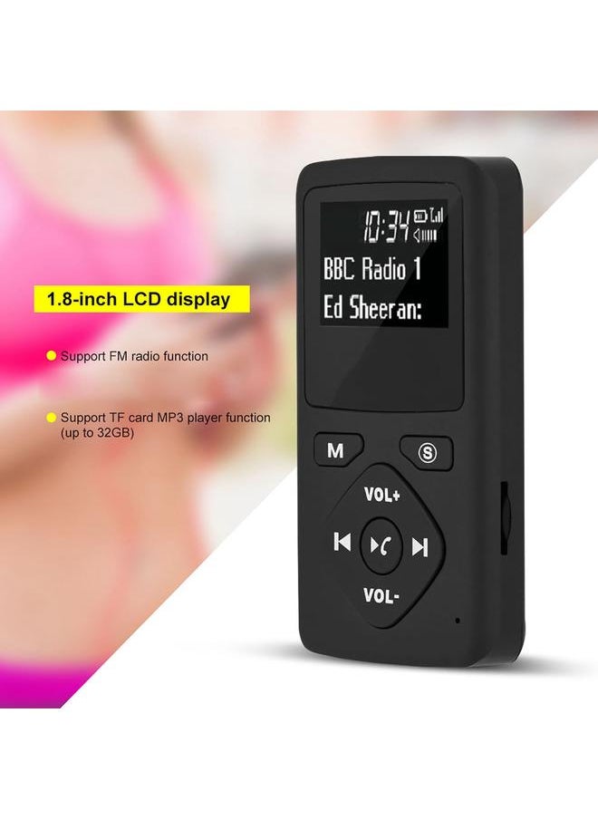 Portable DAB/DAB+ Pocket Digital Radio Receiver Bluetooth MP3 Player with Earphone