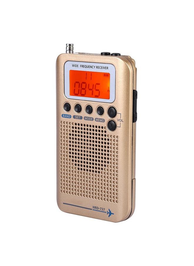 Aircraft Band Radio Receiver VHF Portable Full Band Radio Recorder (Gold)