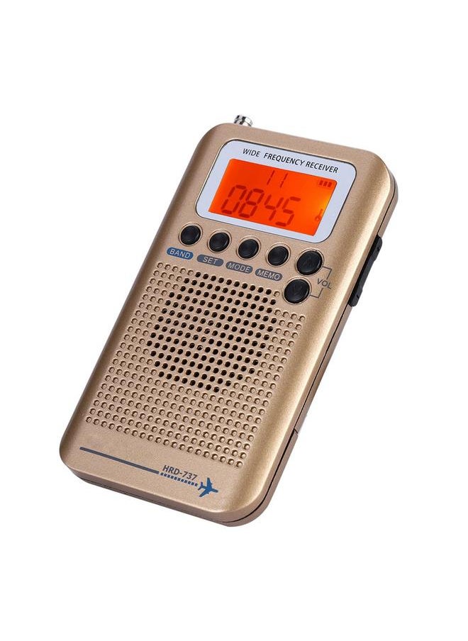 Aircraft Band Radio Receiver VHF Portable Full Band Radio Recorder (Gold)