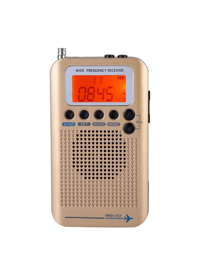Aircraft Band Radio Receiver VHF Portable Full Band Radio Recorder (Gold)