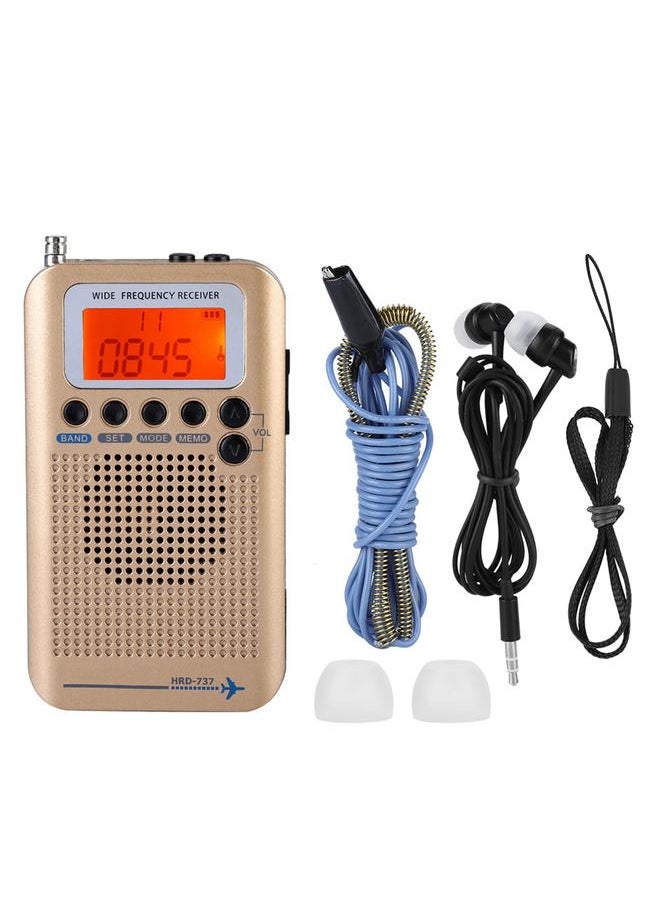 Aircraft Band Radio Receiver VHF Portable Full Band Radio Recorder (Gold)
