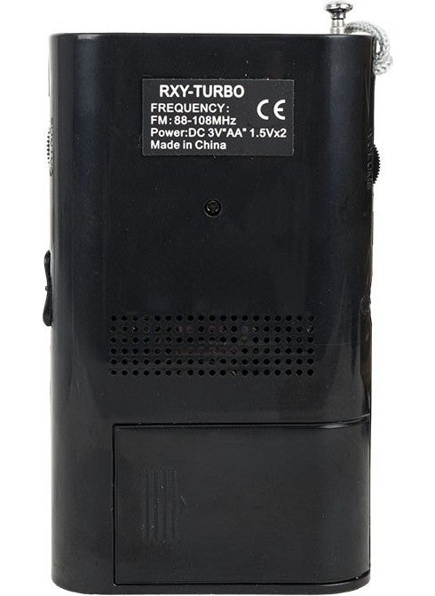Rxy-Turbo Pocket Type Mini Analog Fm Radio Black