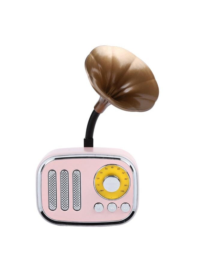 Mini Portable Retro Wireless Bluetooth Speaker Support TF Card U Disk AUX with Radio Pink
