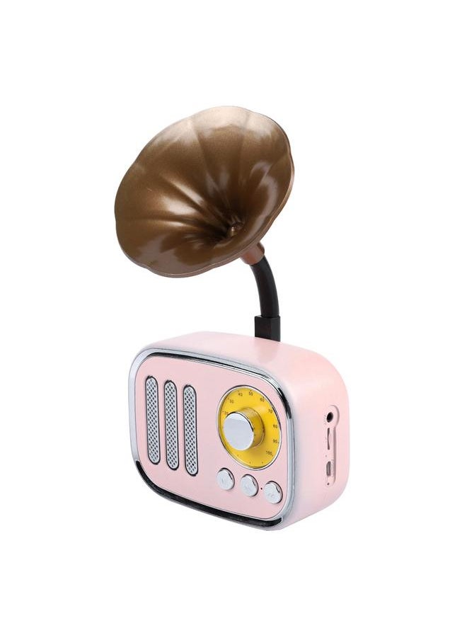 Mini Portable Retro Wireless Bluetooth Speaker Support TF Card U Disk AUX with Radio Pink