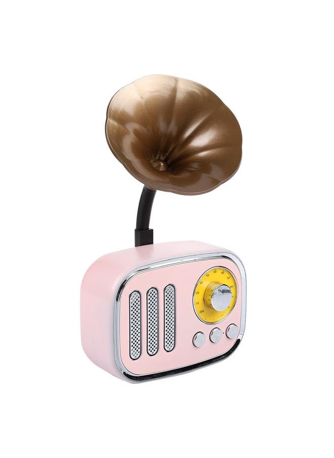Mini Portable Retro Wireless Bluetooth Speaker Support TF Card U Disk AUX with Radio Pink