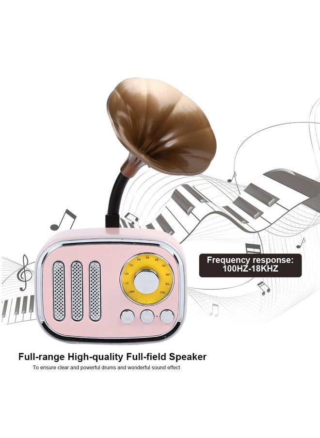 Mini Portable Retro Wireless Bluetooth Speaker Support TF Card U Disk AUX with Radio Pink