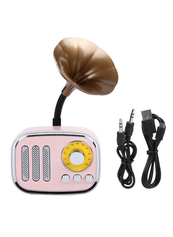 Mini Portable Retro Wireless Bluetooth Speaker Support TF Card U Disk AUX with Radio Pink
