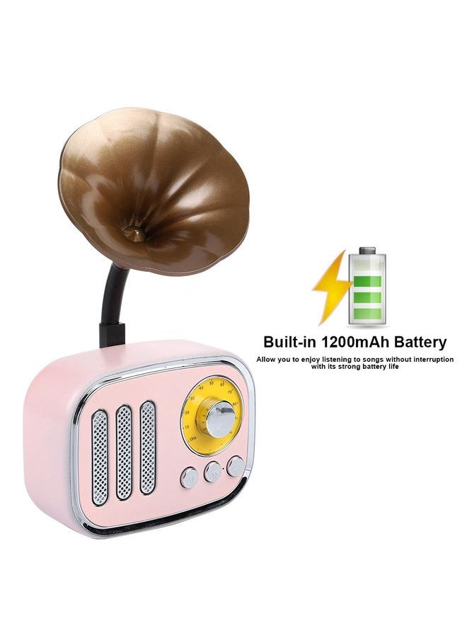 Mini Portable Retro Wireless Bluetooth Speaker Support TF Card U Disk AUX with Radio Pink