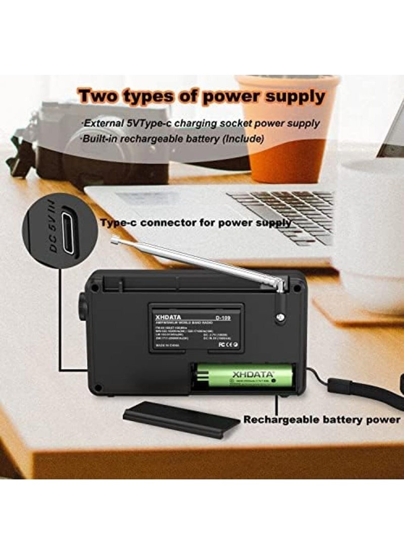 D109 Portable Shortwave Radio - Battery Powered Radio