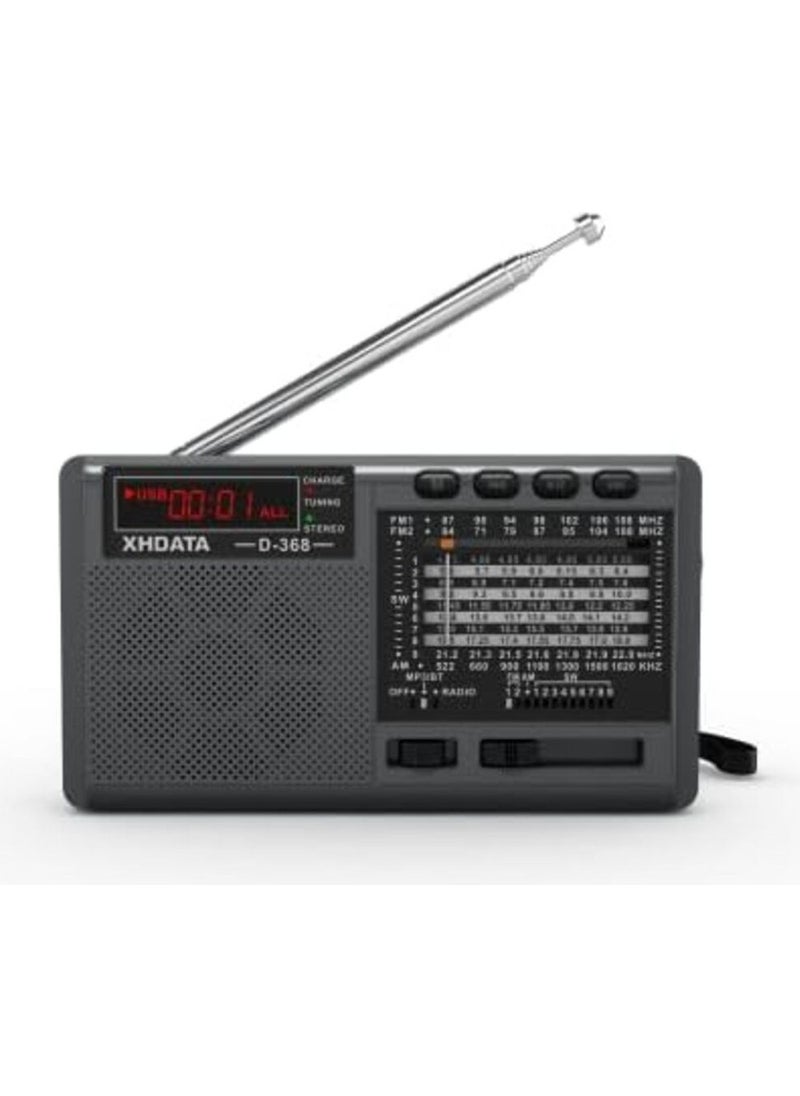 D368 Shortwave Am Fm 12 Band Dsp Stereo Portable Radio Mp3 Player Rechargeable