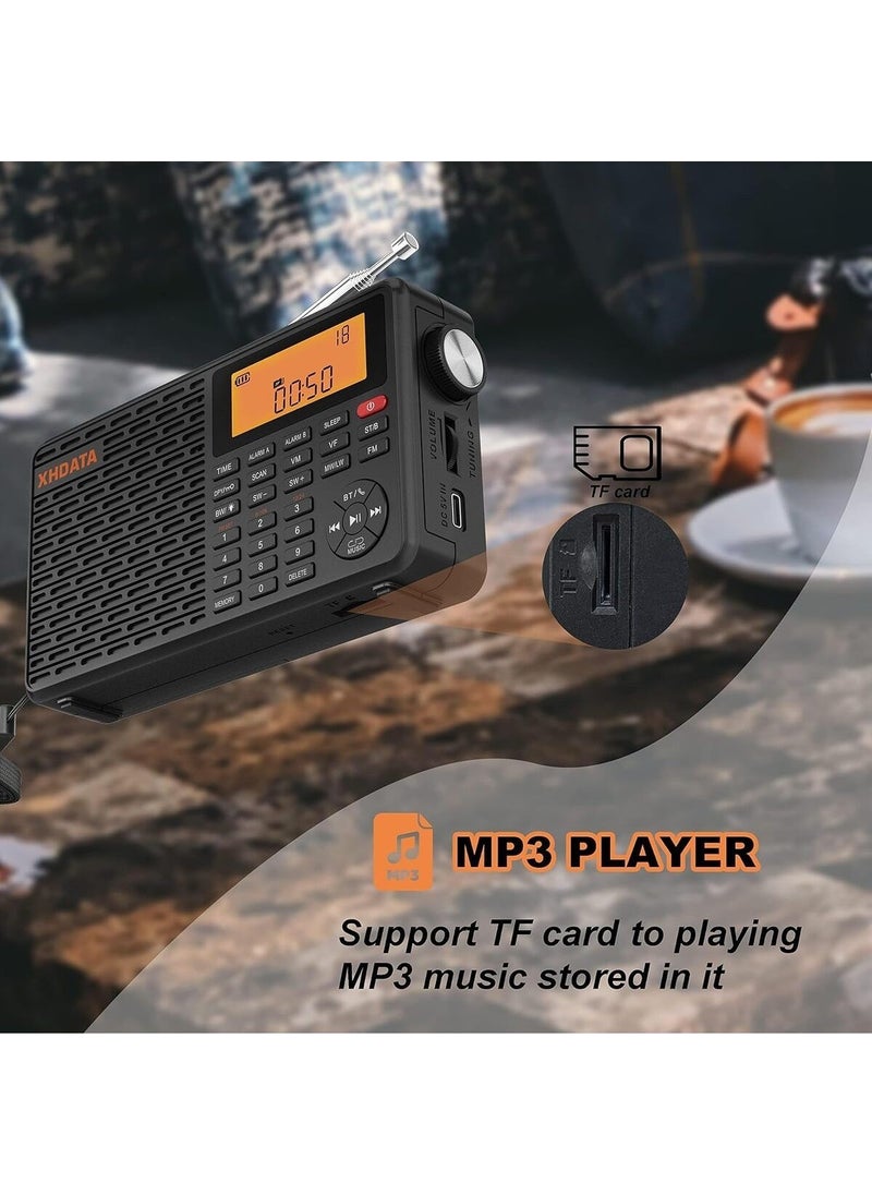 D109 Portable Rechargeable Digital Radio, Bluetooth Sw/lw/mw/fm Radio