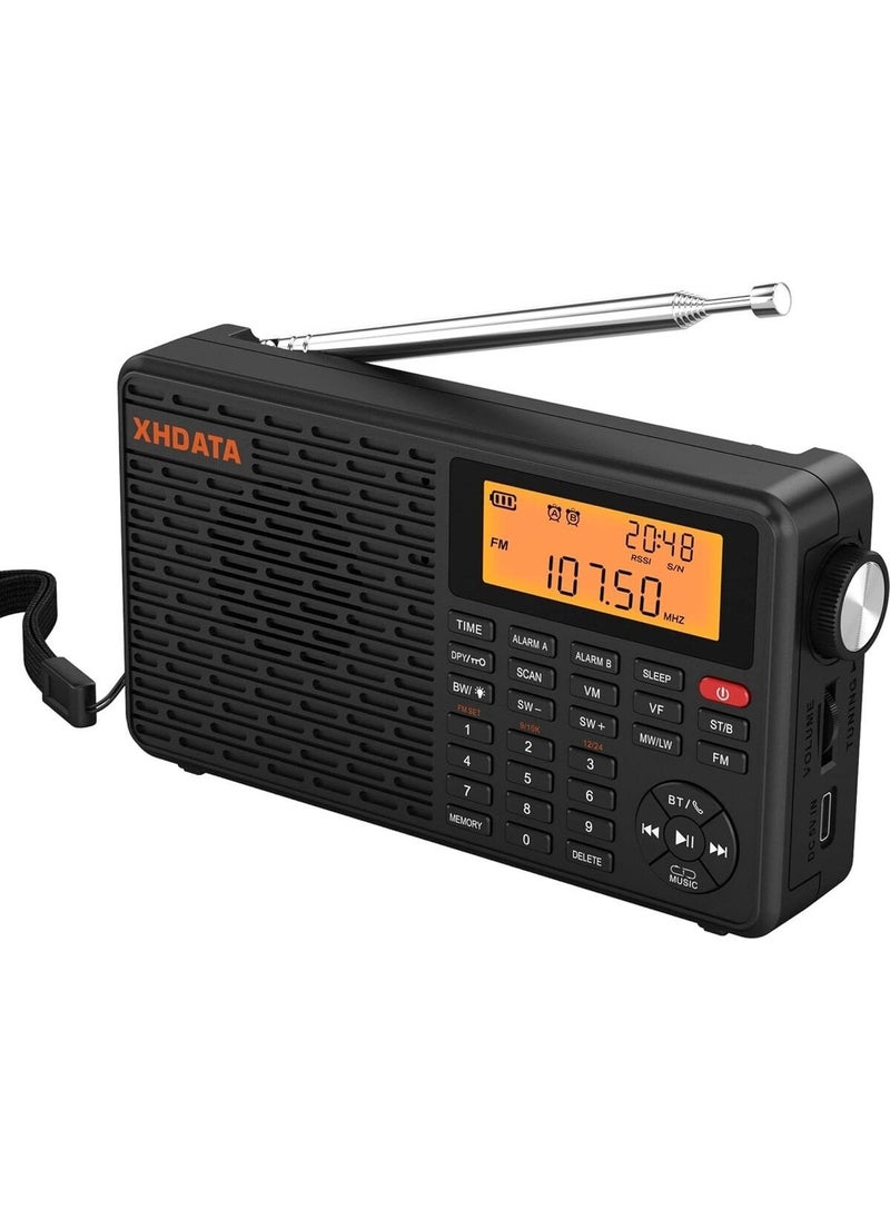 D109 Portable Rechargeable Digital Radio, Bluetooth Sw/lw/mw/fm Radio