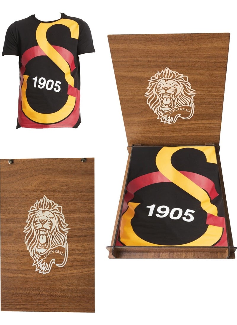 Licensed Black Large Logo T-Shirt Gift Lion Wooden Box