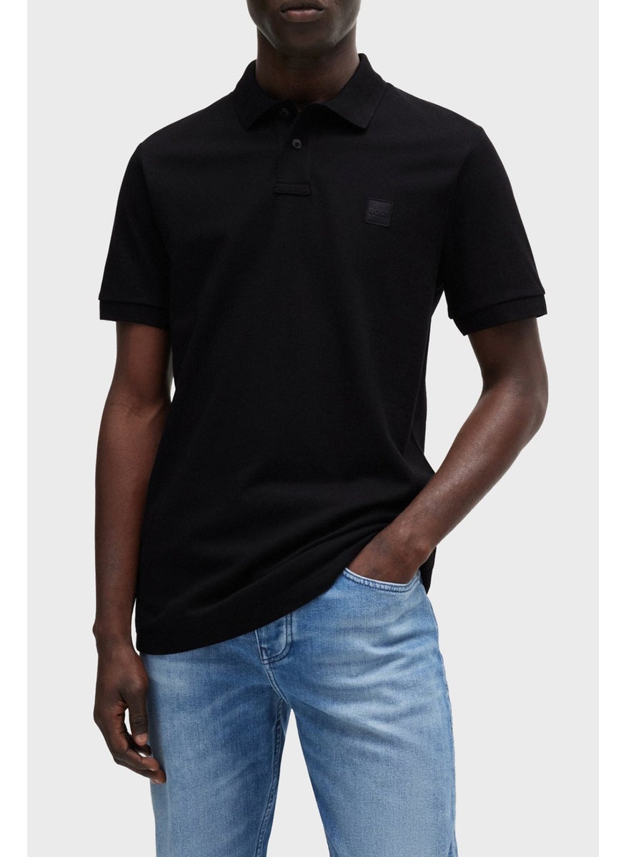 Stretch Cotton Slim Fit Buttoned Polo Collar T Shirt Men's Polo Collar T Shirt 50507803 001
