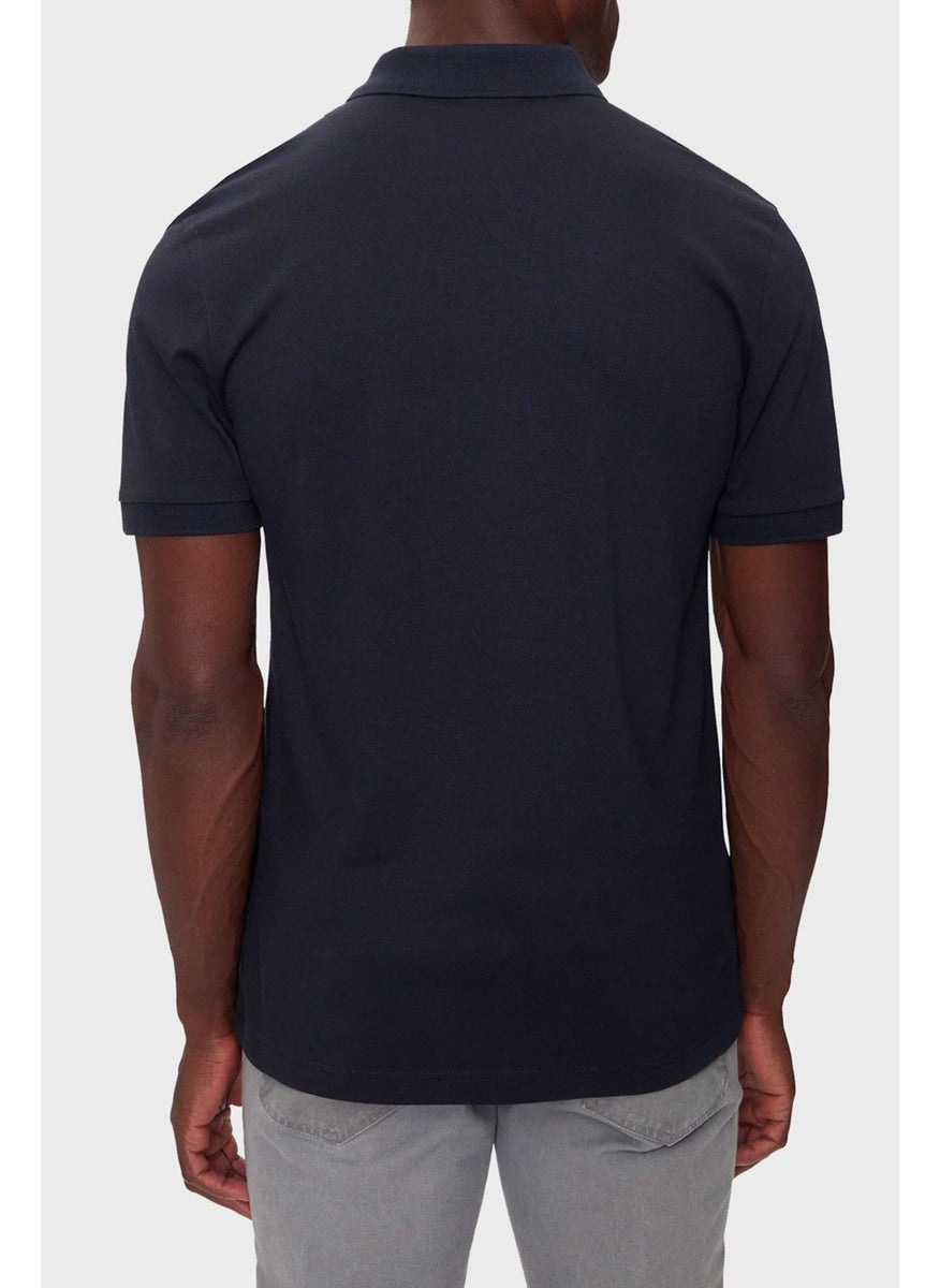 Stretch Cotton Slim Fit Buttoned Polo Neck T Shirt Men's Polo Neck T Shirt 50507803 404
