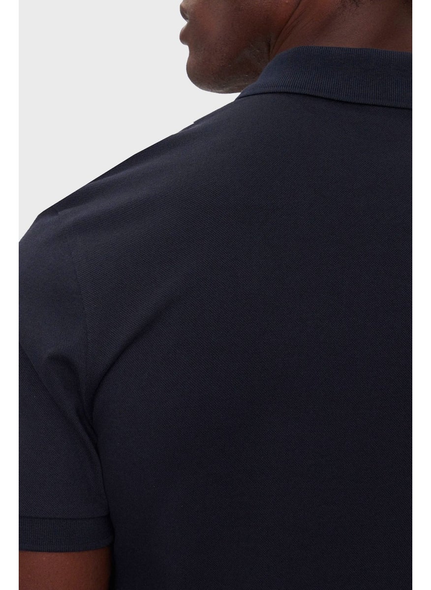 Stretch Cotton Slim Fit Buttoned Polo Neck T Shirt Men's Polo Neck T Shirt 50507803 404