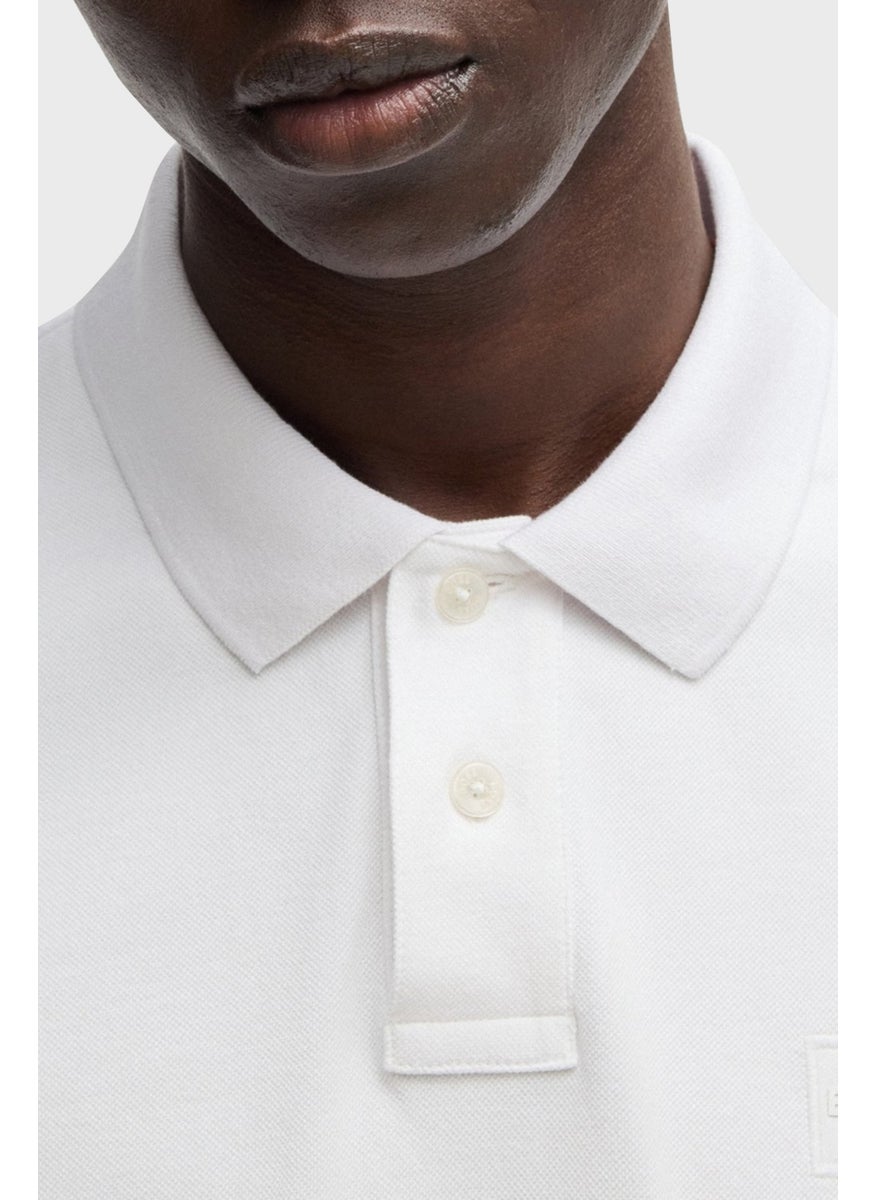 Stretch Cotton Slim Fit Buttoned Polo Neck T Shirt Men's Polo Neck T Shirt 50507803 100