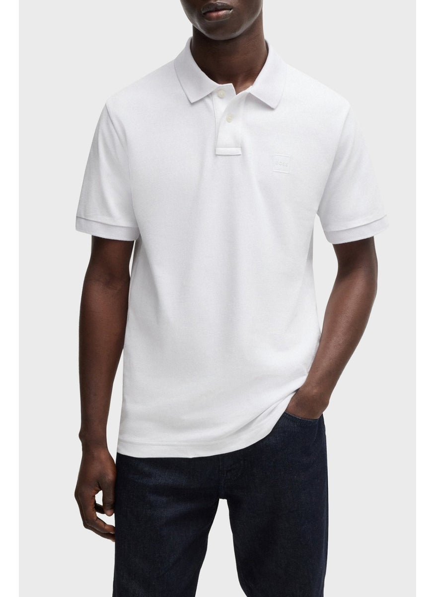 Stretch Cotton Slim Fit Buttoned Polo Neck T Shirt Men's Polo Neck T Shirt 50507803 100