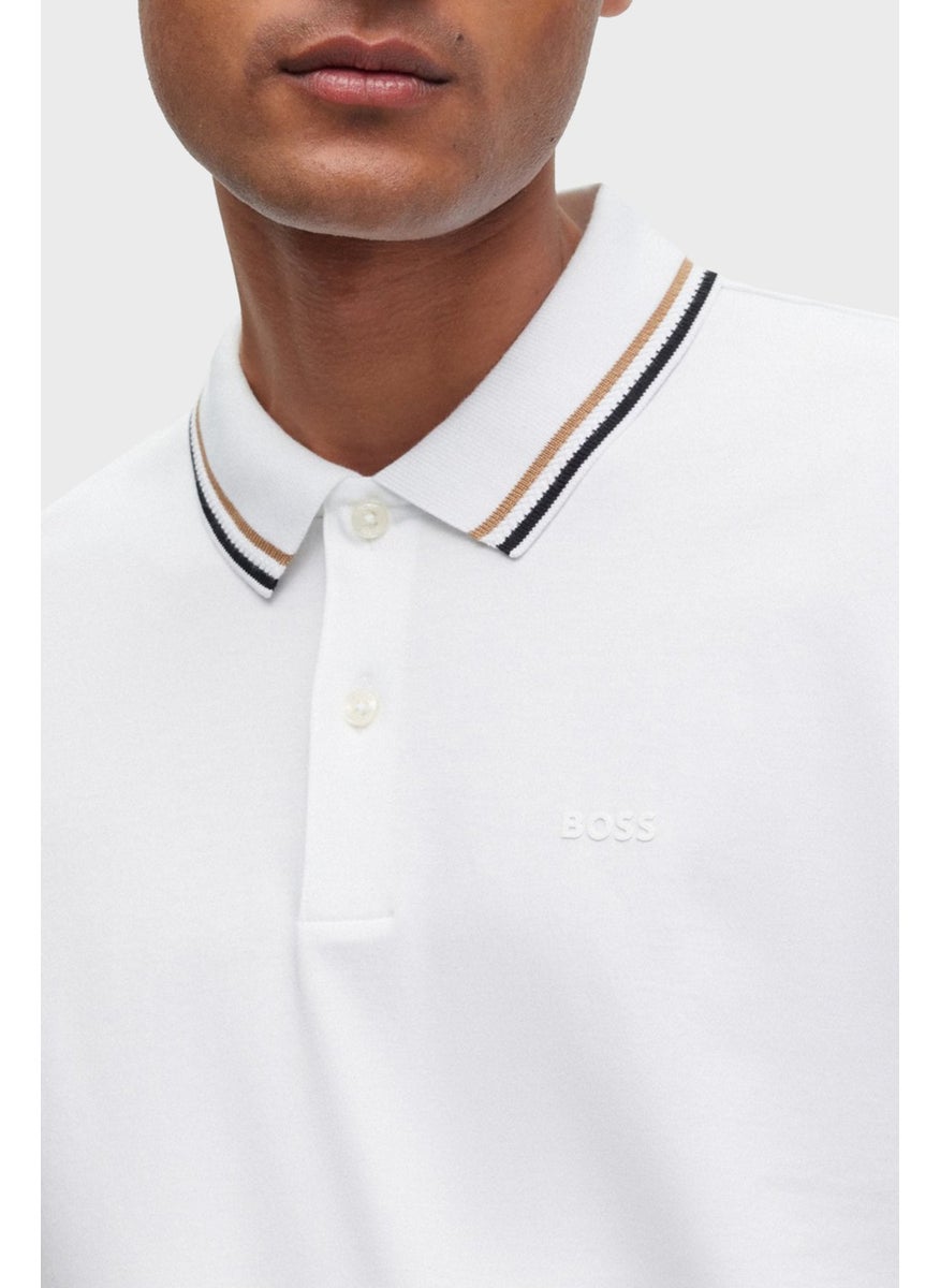Cotton Slim Fit Buttoned Polo Neck T Shirt Men's Polo Neck T Shirt 50469360 100