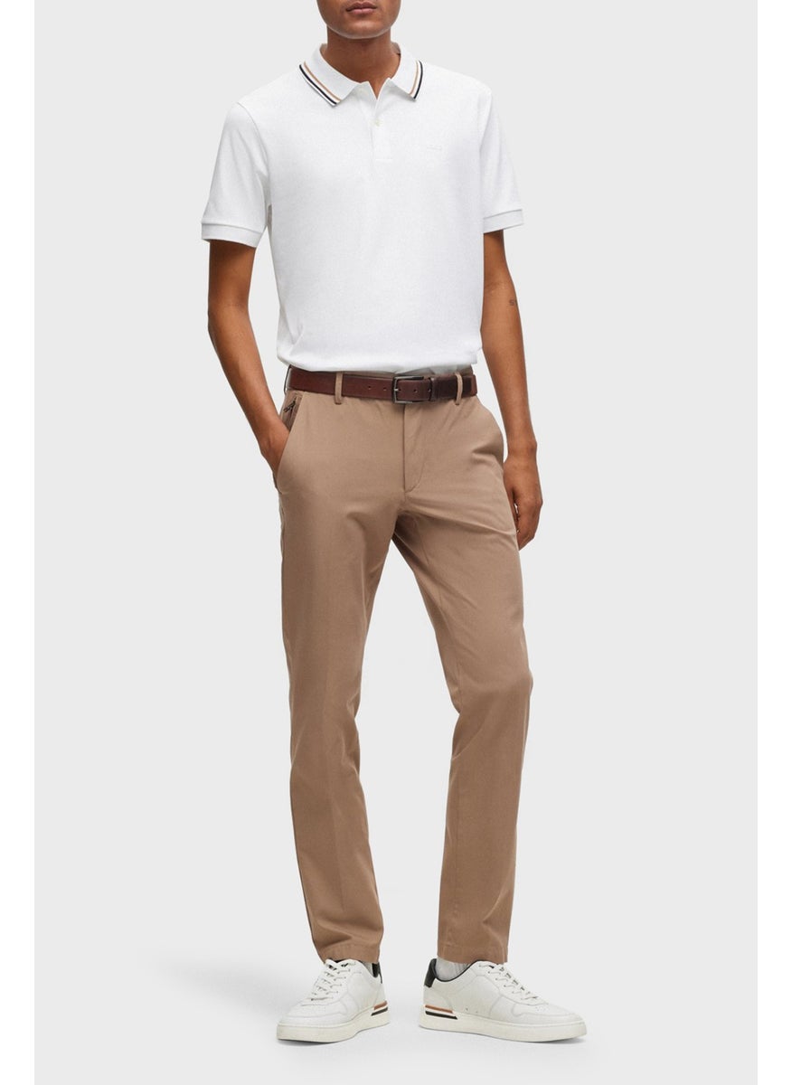 Cotton Slim Fit Buttoned Polo Neck T Shirt Men's Polo Neck T Shirt 50469360 100