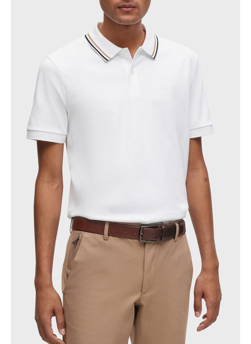 Cotton Slim Fit Buttoned Polo Neck T Shirt Men's Polo Neck T Shirt 50469360 100
