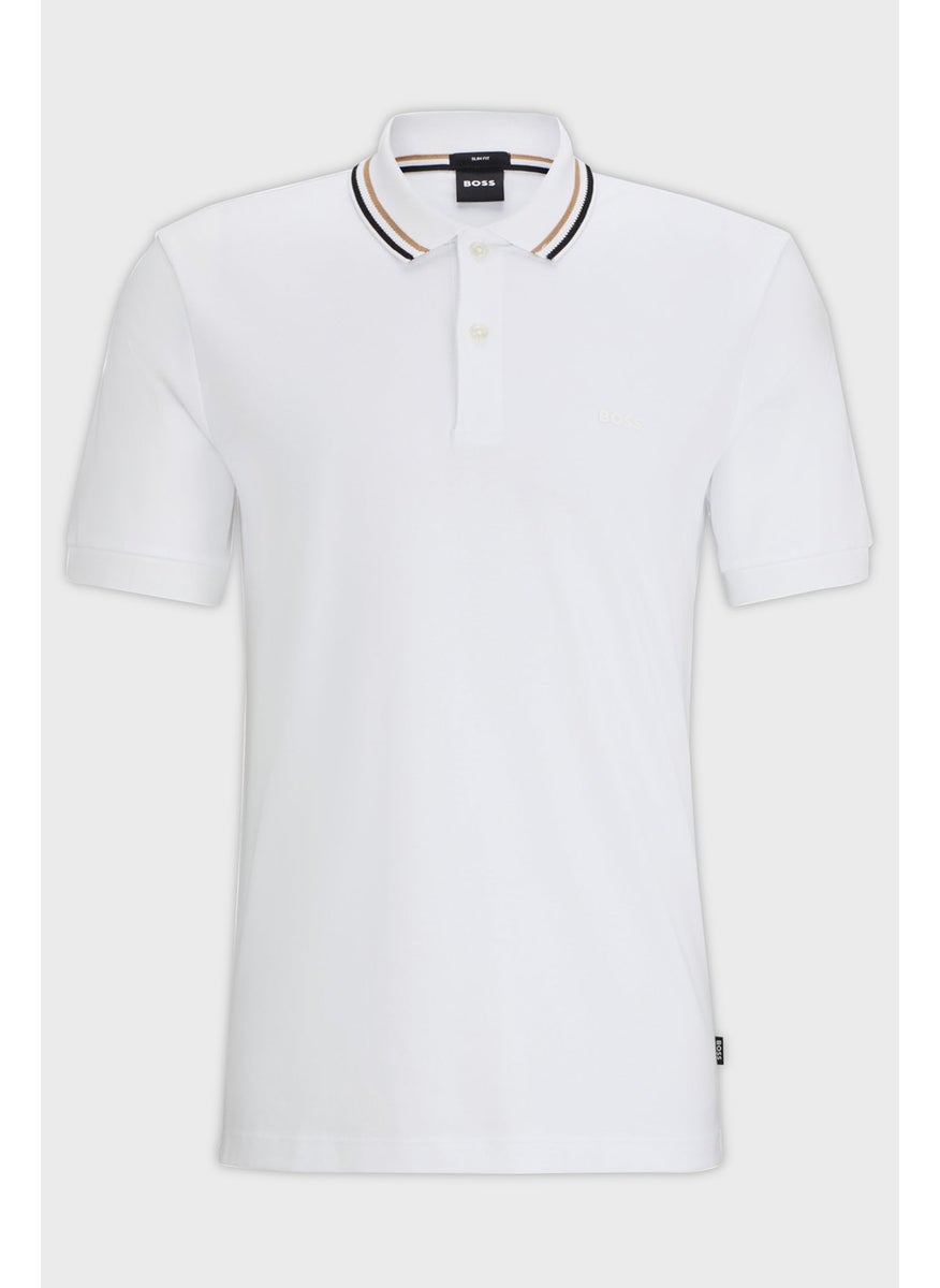 Cotton Slim Fit Buttoned Polo Neck T Shirt Men's Polo Neck T Shirt 50469360 100