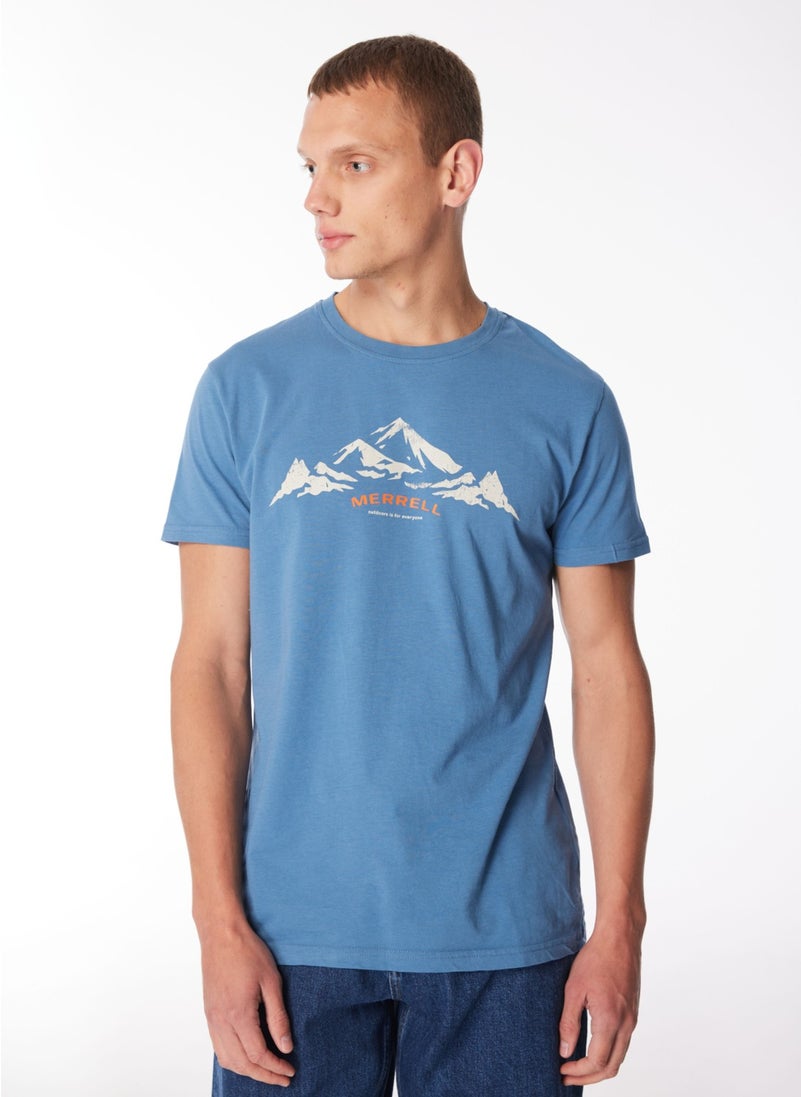 Blue Men's O Neck Printed T-Shirt M4Taurusm_Taurus M