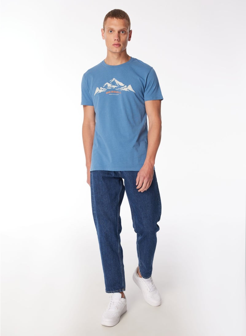 Blue Men's O Neck Printed T-Shirt M4Taurusm_Taurus M