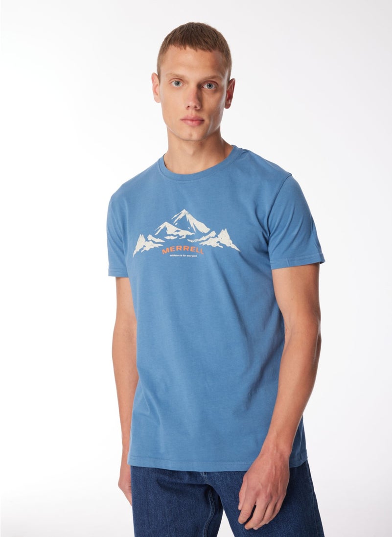 Blue Men's O Neck Printed T-Shirt M4Taurusm_Taurus M