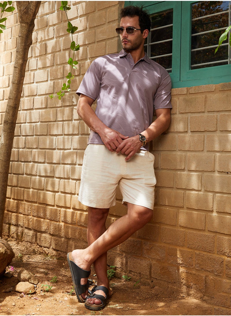Men's Pastel Purple Scratch-Tactile Polo T-Shirt