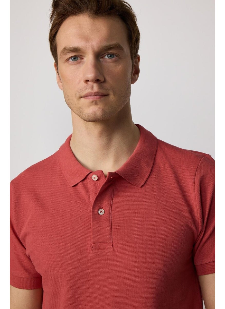 Tudors Slim Fit Narrow Cut Polo Neck Orange Men's T-Shirt