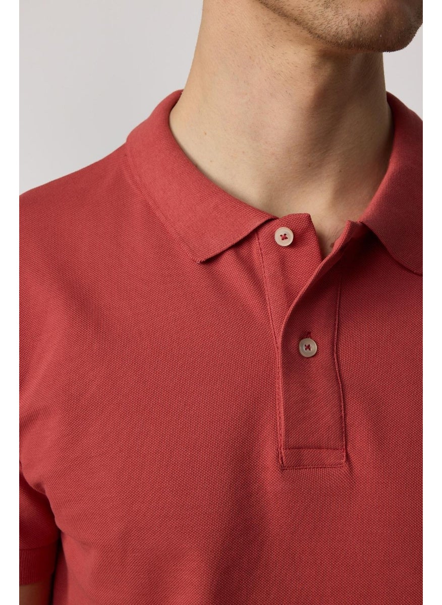 Tudors Slim Fit Narrow Cut Polo Neck Orange Men's T-Shirt