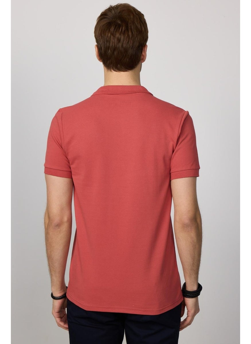 Tudors Slim Fit Narrow Cut Polo Neck Orange Men's T-Shirt
