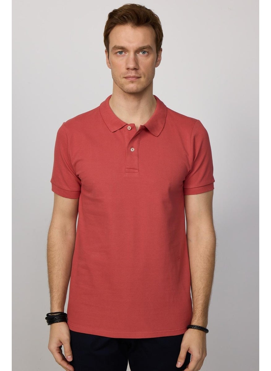 Tudors Slim Fit Narrow Cut Polo Neck Orange Men's T-Shirt