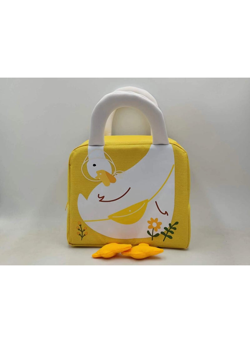 Cartoon Insulated Lunch Bag Thickened Foil Yellow big white goose