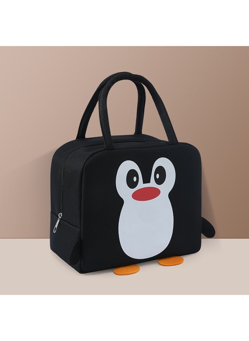 Cartoon Insulated Lunch Bag Thickened Foil Black Penguin