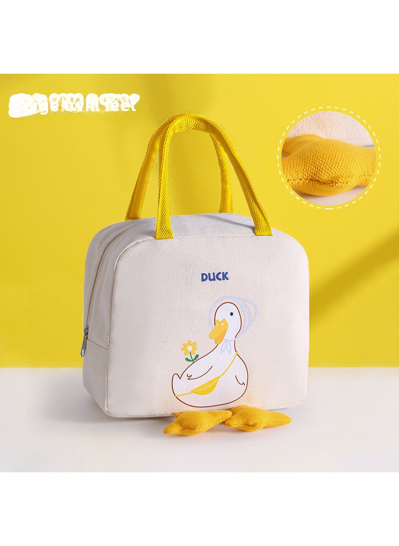 Cartoon Insulated Lunch Bag Thickened Foil Beige yellow duck