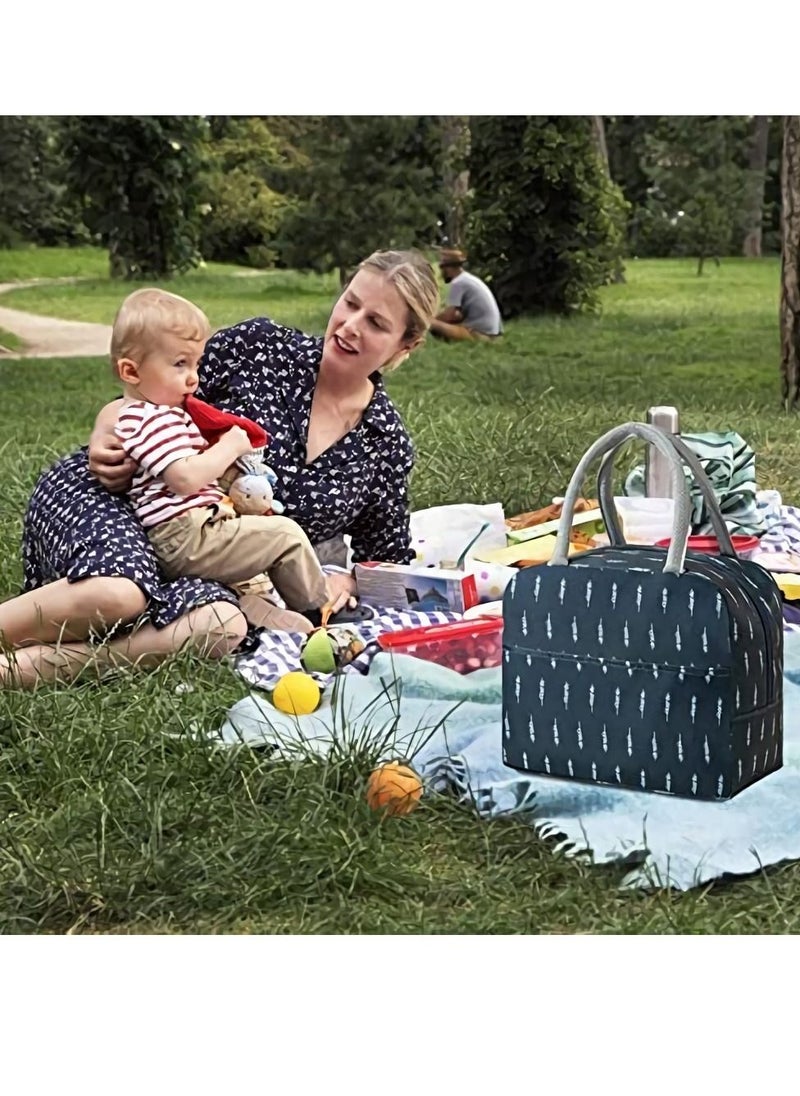 Lunch Bag Tote Insulated with Water-resistant Soft Liner Box for Picnic Boating Beach Fishing Work School Office Reusable Adult Men Women