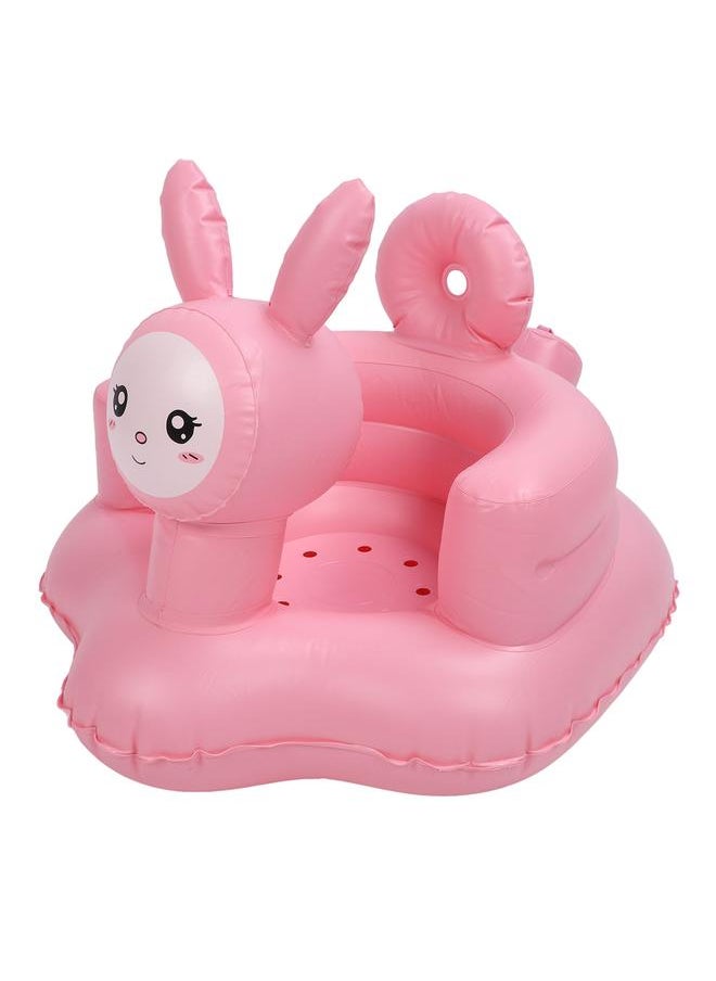 Inflatable Baby Chair Built in Air Pump Soft Cartoon Rabbit PVC Back Support Infant Learning Sofa for Sitting Up Bathing