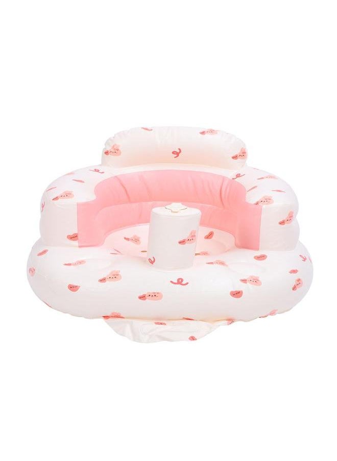 Baby Inflatable Seat with Air Pump Infant Back Support Sofa Bunny Print Sitting Up Inflatable Chair Seat