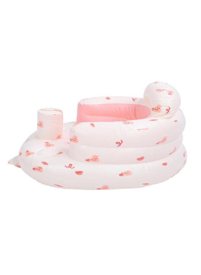 Baby Inflatable Seat with Air Pump Infant Back Support Sofa Bunny Print Sitting Up Inflatable Chair Seat
