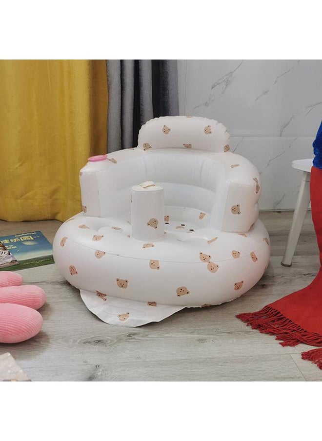 Baby Inflatable Chair Portable Foldable Printed Leakproof Soft Shower Sofa for Training Toddlers Kids Bear