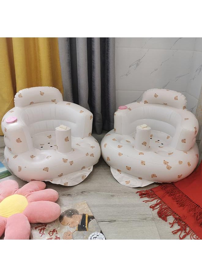 Baby Inflatable Chair Portable Foldable Printed Leakproof Soft Shower Sofa for Training Toddlers Kids Bear