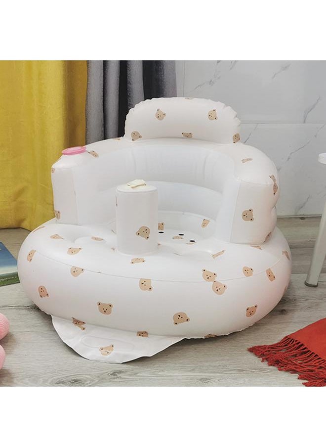 Baby Inflatable Chair Portable Foldable Printed Leakproof Soft Shower Sofa for Training Toddlers Kids Bear